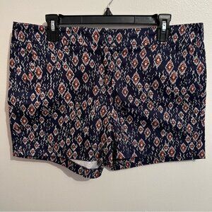 Patterned Navy Shorts size 10 coral and navy